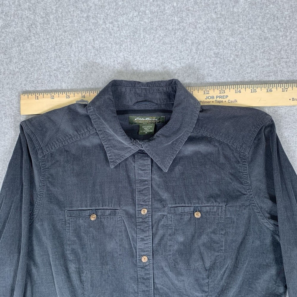 Eddie Bauer Corduroy Shirt Button Down Black Women's Medium - Picture 8 of 11